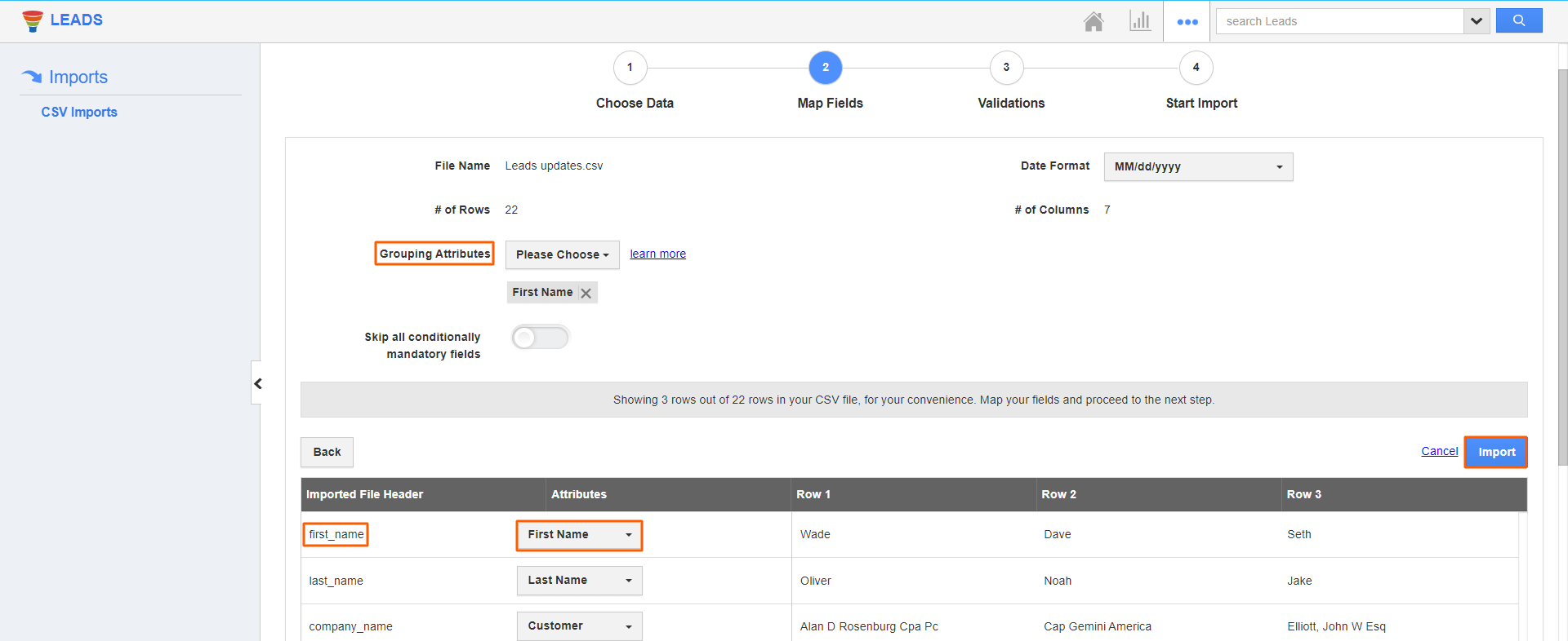 Leads - Map Fields